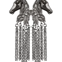 Mahi Dual Horse-Shaped Tassel Chain Shervani Brooch image 2