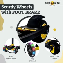 miss & chief Adjustable Scooter with LED Lights, Foldable Design, Extra Wide Brakes image 5