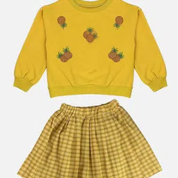 Little Surprise Box LLP Girls Embroidered Sweatshirt With Skirt & matching Sling Bag-image-79