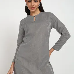 Asami Striped Keyhole Neck Mini Dress-picture-21