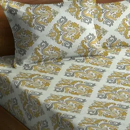 WEAVE AND DECOR Green Printed Microfiber 300TC Queen Bedsheet & 2 Pillow Covers 71" x 71" image 5