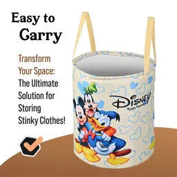 Kuber Industries Cream-Coloured Disney Printed Foldable Laundry Bag 45L image 4