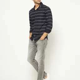 Crimsoune Club Classic Slim Fit Abstract Printed Spread Collar Cotton Shirt-image-66