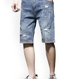 HERE&NOW Men Solid Slim Fit Denim Shorts-picture-38