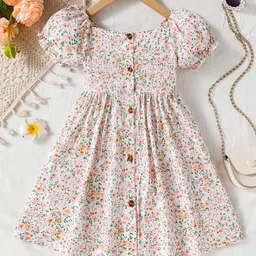 YK Girls Floral Printed Fit and Flare Midi Dress-image-96