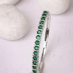 ZENEME Women Brass American Diamond Rhodium-Plated Kada Bracelet-picture-25