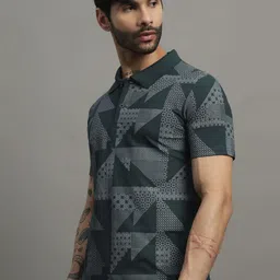 TIMBER HITCH Men Geometric Printed Polo Collar T-shirt image 4