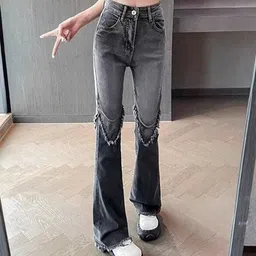 StyleCast x Revolte Women Medium Grey Bootcut Mid-Rise Jeans image 2