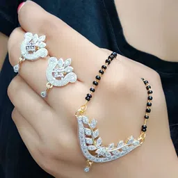 arjun navratn Artificial Stone-Studded & Beaded Mangalsutra With Earrings-picture-32