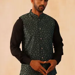 Jompers Satin Embroidered Nehru Jackets-picture-33