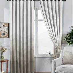 CASABLEU Tan Set of 2 Black Out Long Door Curtain image 2