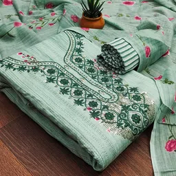 MANVAA Embellished Unstitched Dress Material image 1