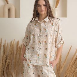 SANSKRUTIHOMES Women Graphic Printed Pure Cotton Shirt Shorts Night suit-picture-10