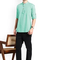 univibe Men Solid Daily Cotton Straight Kurta image 2