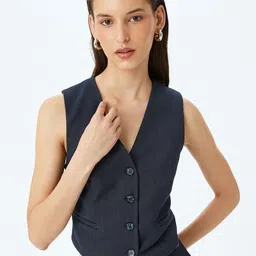Koton Women Striped Casual Waistcoat-image-90