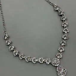 Rhymee Rhodium-Plated Artificial Stone Studded Necklace And Earrings Set image 4