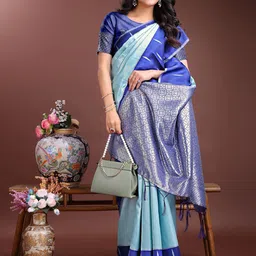 Astita Woven Design Zari Saree With Blouse Piece image 3