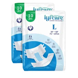 Lyfcare Set Of 2 Adult Classic Tape Diapers - L - 10 Pieces Each-image-75
