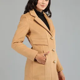 HONNETE Women Regular Fit Notched Lapel Single-Breasted Trench Coat image 5