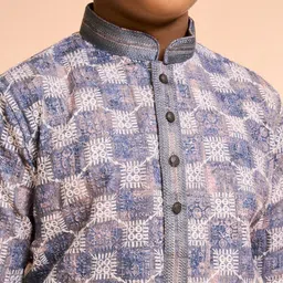 Manyavar Boys Floral Embroidered Kurta with Pyjama image 3