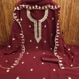 Maroosh Embroidered Silk Chiffon Unstitched Dress Material image 2