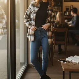 Bitterlime Women Checked Woven Jacket-picture-22