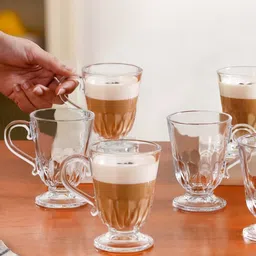 Nestasia Transparent Textured Glass Transparent Glass Set of Cups and Mugs image 4
