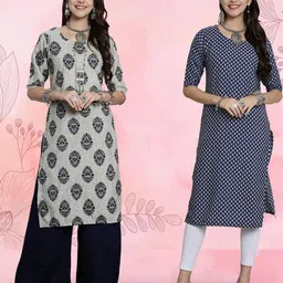 Ethnic basket Women Pack Of 2 Multicoloured Crepe Kurtas-picture-34