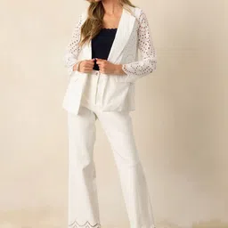 all about you Women Lapel Collar Self Design Open Front Jacket-picture-15