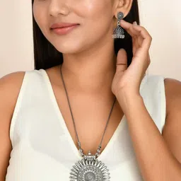 NAMAN ARTS Silver-Plated Oxidised Jewellery Set-picture-26