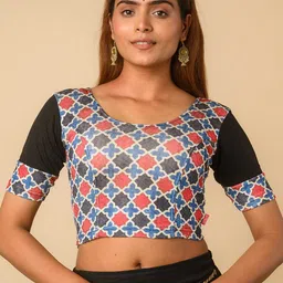 Bindigasm's Advi Printed Round Neck Saree Blouse-picture-25
