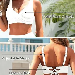 Rlanos Women High-Waist With Side-Tie Swim Bikini Set image 5