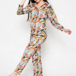 DESIGNS BY QUEEN BEE Floral Printed Long Sleeves Shirt with Pyjama image 2