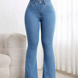 NOWI Women Bootcut High-Rise Light Fade Stretchable Jeans image 2