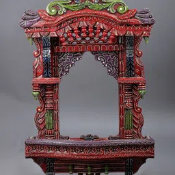 Exotic India Wooden Ethnic Motifs Matte Handmade Hall Jharokha Wall Hangings - 38 In image 2