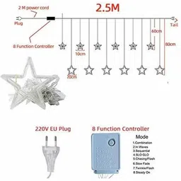 ASIDEA 12 Stars LED Plastic Corded Electric Curtain String Lights for home decoration image 2
