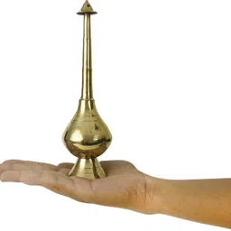 spillbox Brass sprinkler bottle for holy water, gangajal and perfume gulab pash rose water paneer sombu – (Small, 8 Inch) Decorative Showpiece - 19.5 cm image 3