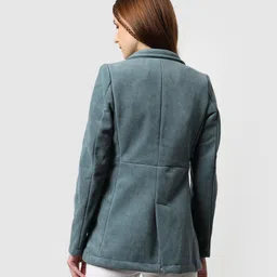 campus sutra Women Solid Single Breasted Casual Blazer image 2