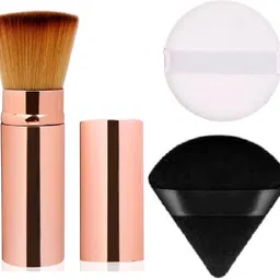 gonegal 1Pcs Retractable Kabuki Makeup Brushes with Pizza & Round Puff image 1