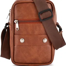 Men Tan Messenger Bag-image-6
