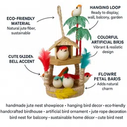 oanik Artificial Bird Nest Hanging for Wall & Home Decor Rope Craft Decorative Showpiece - 25 cm image 4