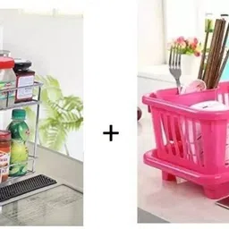 Containers Kitchen Rack Value Adds presents a combo pack of 3in1 dish drainer + Steel, Plastic-picture-28