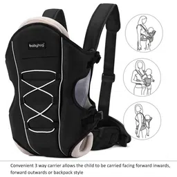 Babyhug Cuddle Up 3 Way Baby Carrier With Padded Lumbar Strap - Black image 2