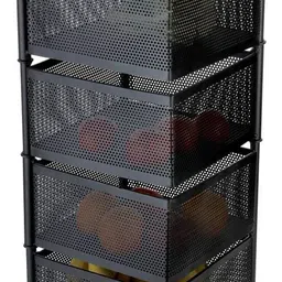 justone choice Rotating Vegetable Rack Floor-Standing Multi-Layer Kitchen, 5-Tier Iron Kitchen Trolley-picture-10