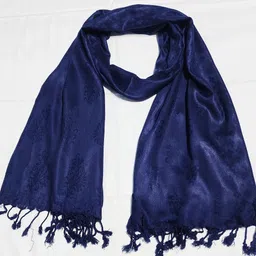 Self Design Viscose Women Blue Stole-image-12