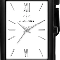 charliekeen Sleek black rectangular case with minimalist white dial by CharlieKeen. Analog Watch - For Men CC-GSQ004-WHT-BLK image 4