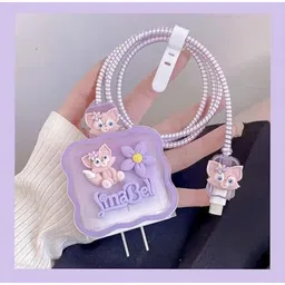 BeeNex Case Cover for iPhone 18W-20W Charger, 3D Cute Cartoon Design Lina, Spiral Cable Protector-picture-27