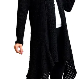 wool 4u Women Flared Full Sleeve Black Shrug image 5