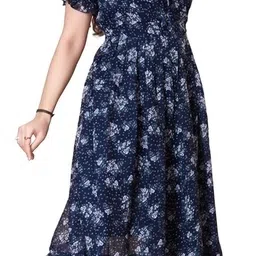 parth creation Women Fit and Flare Dark Blue Ankle Length Dress image 3