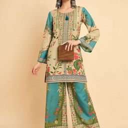 Anouk Rustic Women Ethnic Motifs Printed Round Neck Straight Kurta with Palazzos-picture-39